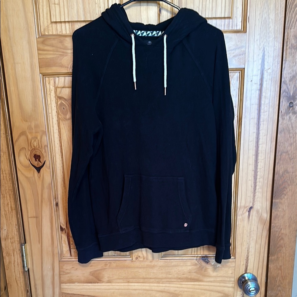 Volcom Black Knit Hoodie Sweater with Drawstring